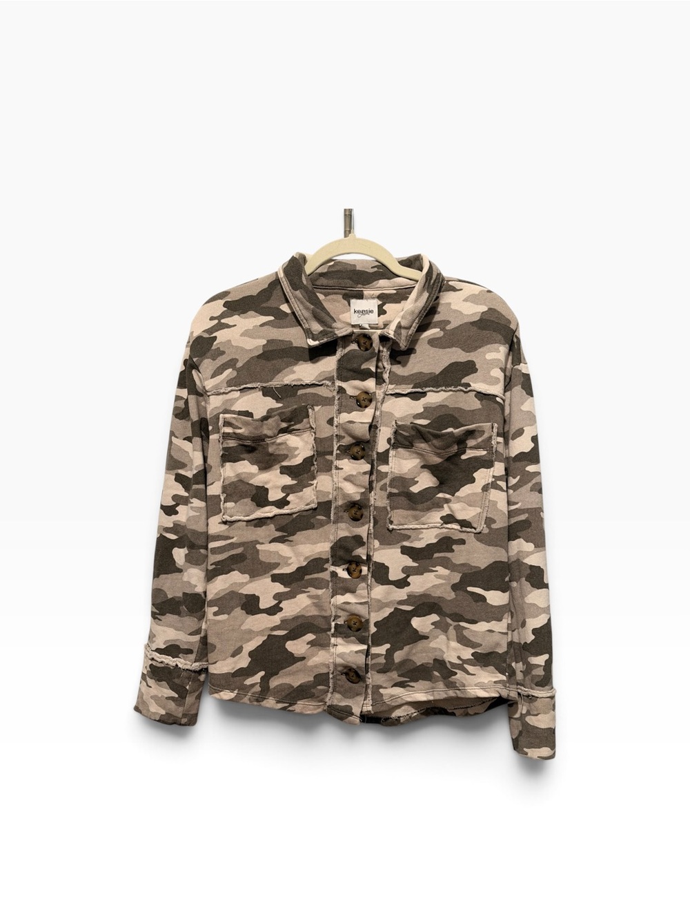 Kensie Camo Button-Front Shacket NWOT Small